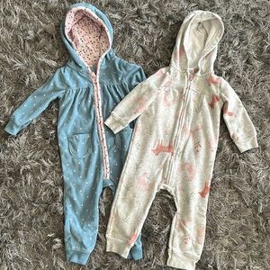 2-Carters Fleece Body Suits Girl